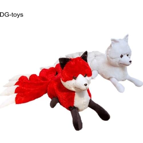 Fairy Figure Nine Tails Fox Plush Toys Stuffed Animal Nine-Tailed Red Kitsune Dolls Creative Gift Lifelike Fox Animals Decor Toy