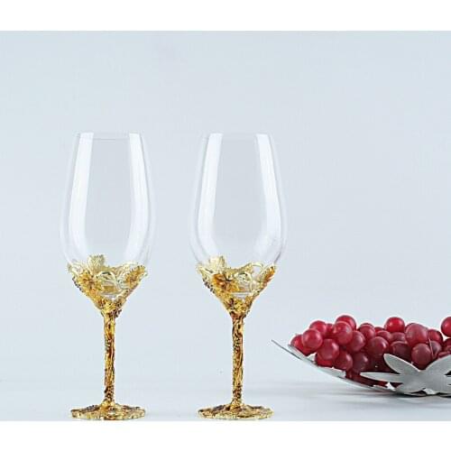 Glass 467ml Vintage Crystal Red Wine Cup Set Enamel Glass Goblet Creative Wedding Gift Wine Glass With Gift Box