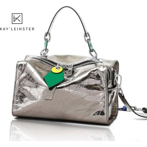 Handbags WomenS Bag Genuine Leather Wide Shoulder New Trend Style Cowhide Strap Boston Messenger Bags Winter High Capacity