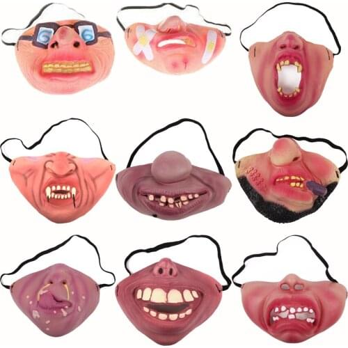 Horror Latex Face Masks Adult Clown Mask Joy Cosplay Props Humorous Elastic Band Half Face Halloween Party Masks Decoration
