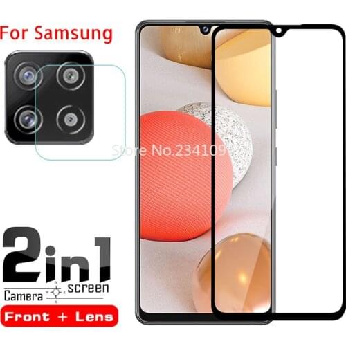 2IN1 Full Cover Tempered Glass for Samsung Galaxy A42 A41 Screen Protector for Galaxy A41a A42a 42 Camera Lens Protective Movie