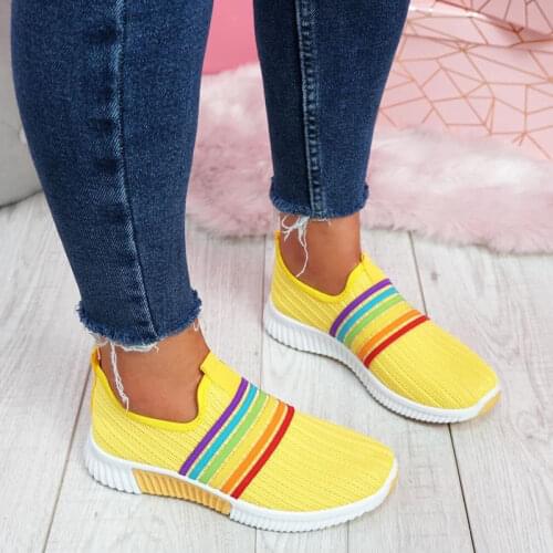 2021 New Fashion Women Sneakers Rainbow Color Handmade Mesh Vulcanize Leisure Shoes Low-top Summer Casual Ladies Shoes Girl Plus