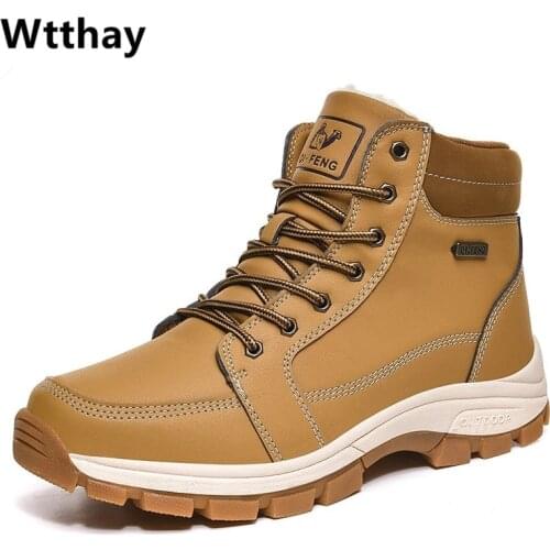 Winter Men Tactical Military Boots Warm Fur Casual Boots Outdoor Trekking Boots Waterproof Ankle Safety Work Boots Botas Hombre