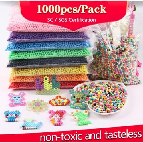 1000pcs/Pack Refill Hama Beads Puzzle Aqua Magic Beads DIY Water Spray Beads Ball perlen 3D Handmade Toys For Girls Children