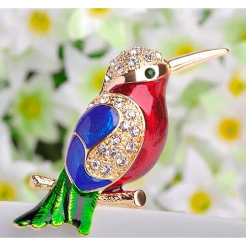 12pcs/lot Wholesale Price Enamel Brooches Pins For Women Party Gifts Nice Bird Brooch Accessories Luxury Rhinestone Brooch Pins