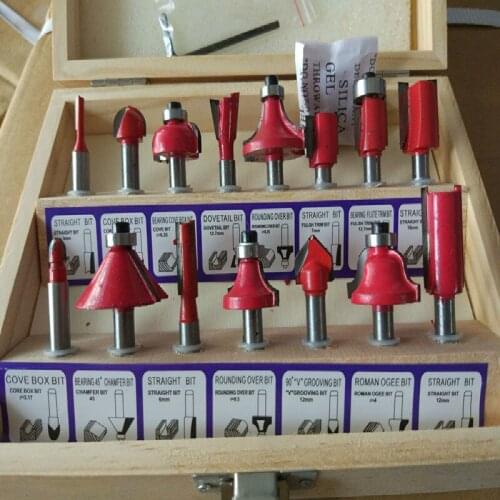 15 pcs 1/2"(12.7mm) Shank Tungsten Carbide Router Bit Set Wood Woodworking Cutter