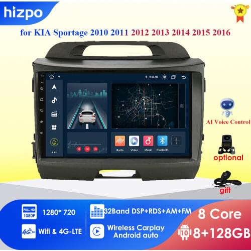 2+32 2 Din Android 10 9'' Car Radio multimedia player for KIA sportage 2011 2012 2013 2014 2015 2016 GPS Navigation WIFI 4G LTE