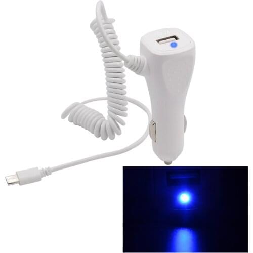 Android Interface Car Charger 12V To 5V USB2.1A Blue Indicator Light Auto Charging Line Adapter For Motorcycle RV Travel Power
