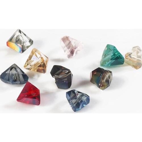 Shining Triangle Glass Beads Colors 5*6mm 50pcs Crystal Beads For Jewelry Making DIY Handmade Bracelet Wholesale
