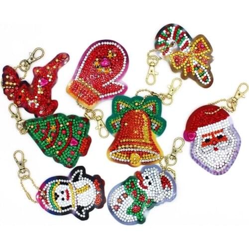 DIY Full round Diamond Keychain Special Shaped Diamond Painting Heart Animal girl Keychain Embroidery christmas gift