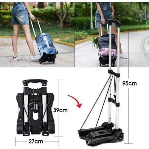 Folding Portable Trolley Aluminum Alloy Luggage Family Travel Shopping Trolley Case Cart Trolley Suitcase Schoolbag Easy carry