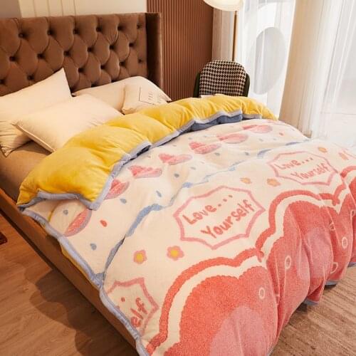 Home Textiles 1pcs Flannel Quilt Cover Winter Soft Warm Coral Fleece Thickening Warm Duvet Bedding Cover Throw Mechanical Wash