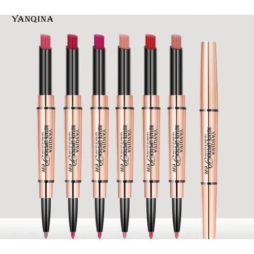 Double-headed Lipstick Lip Liner Lip Stick Long-lasting Color Waterproof Small Tube Lipstick Makeup Cosmetic TSLM1