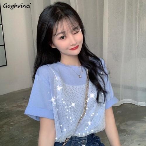 T-shirts Women Sexy Female Tops All-match Fashion Designer Baggy Elegant College Simple Office Lady Clothes Streetwear Cute Girl