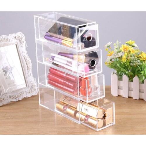 Sunglasses Storage Box 4 Grids Glasses Case Acrylic Transparent Dustproof Drawer Gifts Display Jewelry Cosmetic Organizer Tray