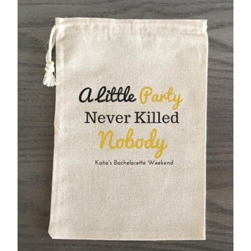 Custom Great Gatsby wedding survival Kit muslin favor gift bags Welcome Candy pouches Bachelorette bridal shower party gift bag