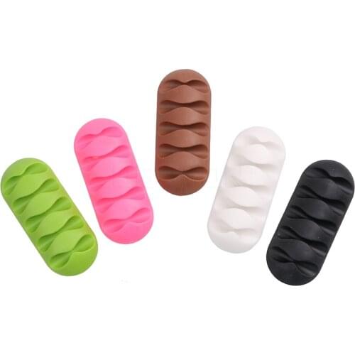 Desktop phone Cable clip Cable Winder Earphone Cable Organizer Wire Storage Silicon Charger Cable Holder Clips for MP3 MP4 Earph