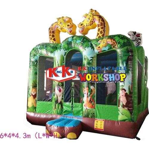 Forest animal cartoon jumping bed small inflatable castle