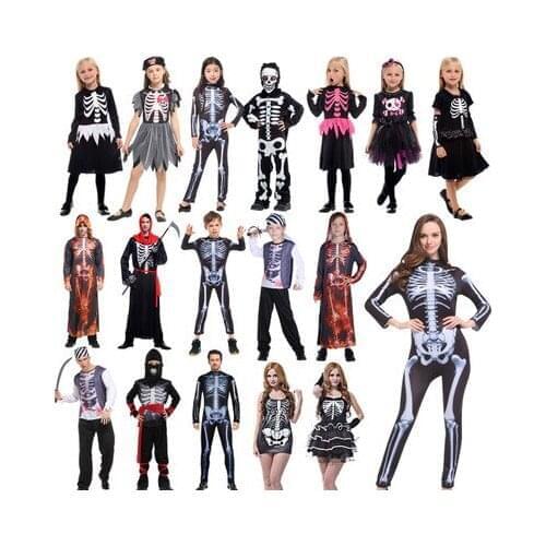 Halloween costume for Adult Men Women Children kids boys skull devil ghost ghoul girls death costumes party clothes