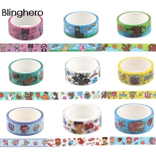 20pcs/lot BH1032 Blinghero 15mmX5m Cartoon Washi Tape Paper DIY Planner Tape Adhesive Tapes Stickers Decorative Stationery Tapes