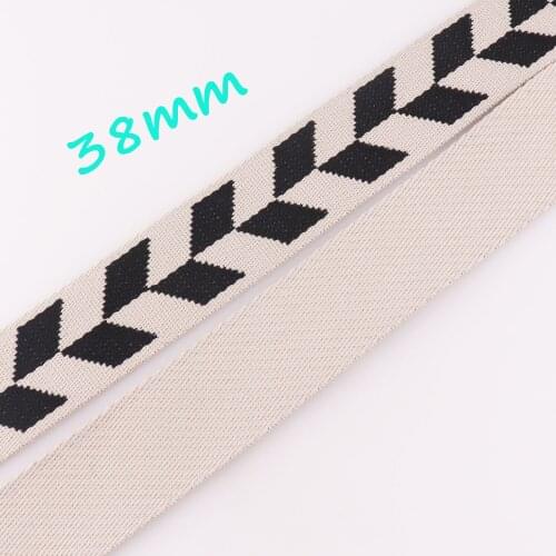38mm Cotton Webbing Black Polyester Lanyard Webbing Cotton Tape Jacquard Ribbon Belt Supplies Tote Bag Handle-1 1/2 inches