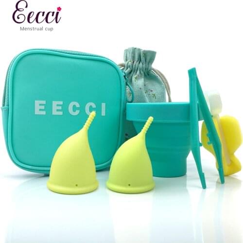 EECCI Copa Menstrual Collector Reusable Menstrual Cups FDA 2020 Vaginal Care Cup Feminine Hygiene Product size S and L
