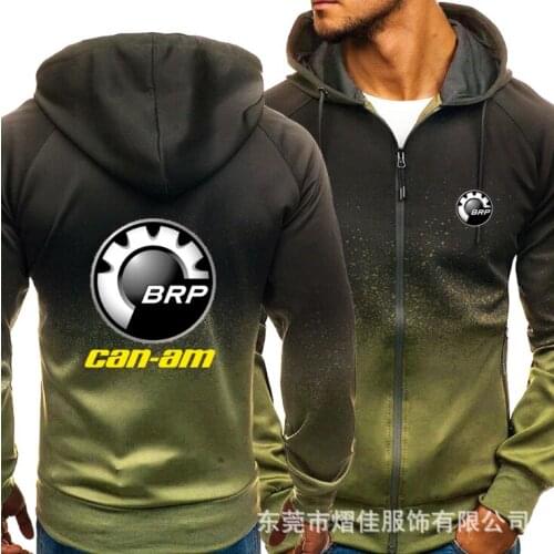 NEW2021 for CAN-AM Car Logo Print Casual HipHop Harajuku Gradient color Hooded Mens Fleece Sweatshirts zipper Jacket