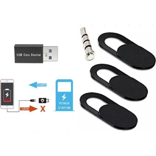 5Pcs Privacy Protection Set for Smartphone Laptop Desktop 1PC USB Data Blocker +1PC Mic Lock Sound Blocker+3PCS Webcam Cover
