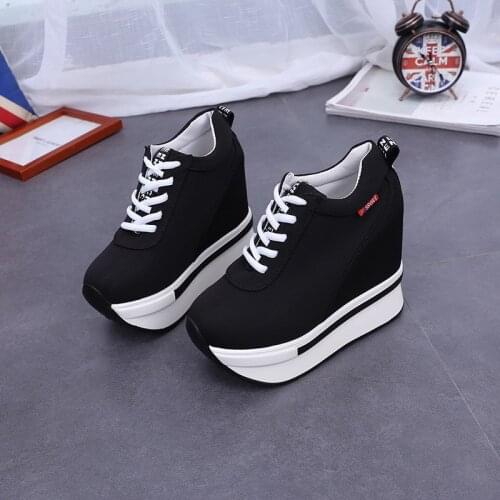 Invisible Height Increasing Insole 10cm Womens Shoes Sports Wedge Shoes Super High Heel Low Top Platform Casual Shoes