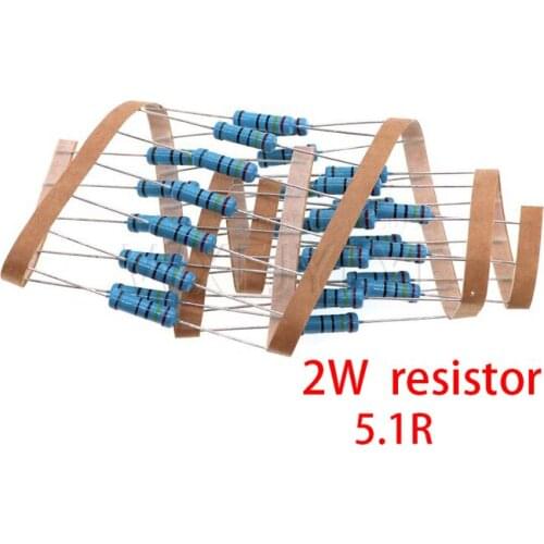 20pcs 5.1 ohm 2W 5.1R 5R1 Metal film resistor New original