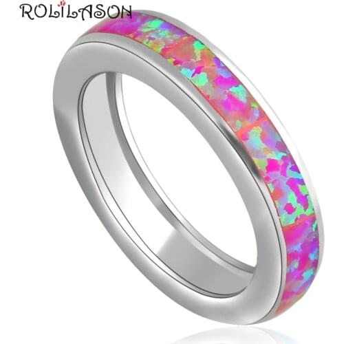 New pendientes Ring Purple Fire Opal stamp silver color Wholesale & RetailJewelry Rings USA #5#6#7#8#9 OR692