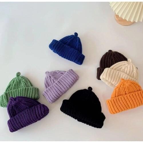 Autumn Winter Toddler Baby Infant Knitting Hat Korean Version Casual Fedoras Caps Solid Color Kids Cap Keep Warm Korean styl