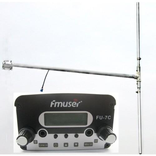 FU-7C 7W FM Broadcasting Radio Transmitter and DP100 Dipole Antenna for Church, Community, Cinema, Station