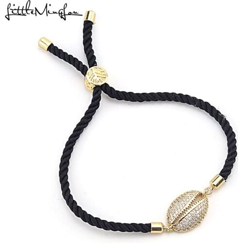 Luxury Cubic zirconia shell Charm bracelet Adjustable red rope Chain lucky girl women bracelets & bangles for men Jewelry gift