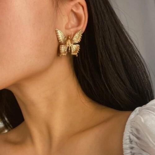 Docona Bohemia Butterfly Stud Earrings for Women Girls Charming Design Alloy Metal Earring Fashion Ladies Jewelry Cерьги 2021