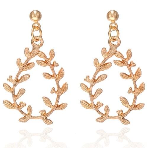 Korean Temperament Personality Leaf Earrings Fashion Wild Earrings Geometric Fresh Strand Leaves Earrings Friends Gifts