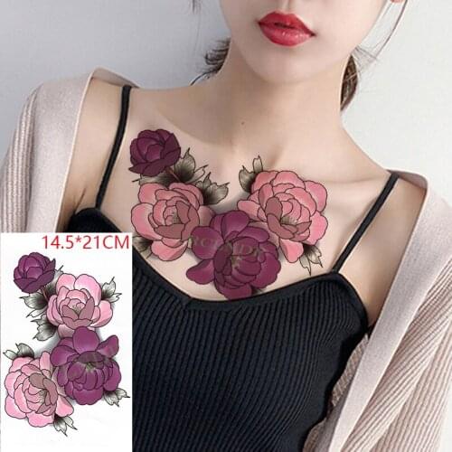 Waterproof Temporary Tattoo Sticker Big Rose Flower Plant Fake Tatto Flash Tatoo Back Leg Arm Art for Women Men