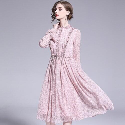 Vintage Elegant Chiffon Summer Dress Women Clothes Ladies Dresses Spring Korean Floral Midi Women Dress 2020 Vestidos 99218