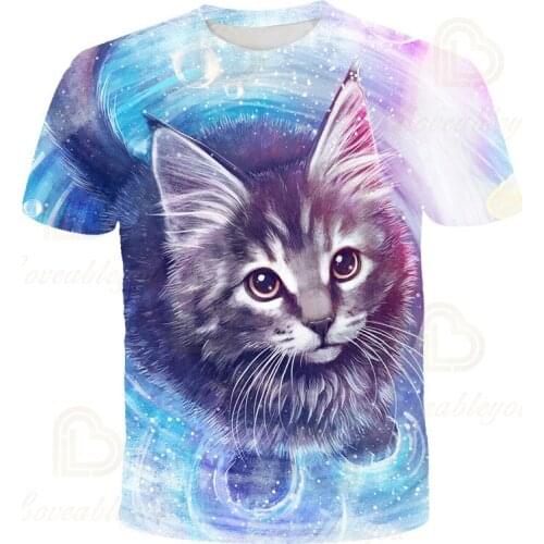 Cute Cat Funny T-shirt Men Women Cat Boys Giirls T Shirt Short Sleeves Humor Gift Top Cool Tshirt Tee