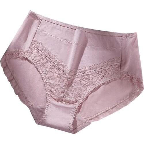 Women Summer Traceless Lace Panties 4PCS/Lot Soft Modal Side Lace Mid Waist High Elastic Women Panties Briefs
