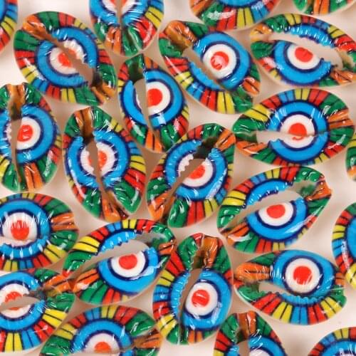 10 Pcs Natural Red Eye Colorful Shell Beads For Jewelry Making 10-20mm Oval Shape Beads Diy Charm Necklace Bracelet Accessory