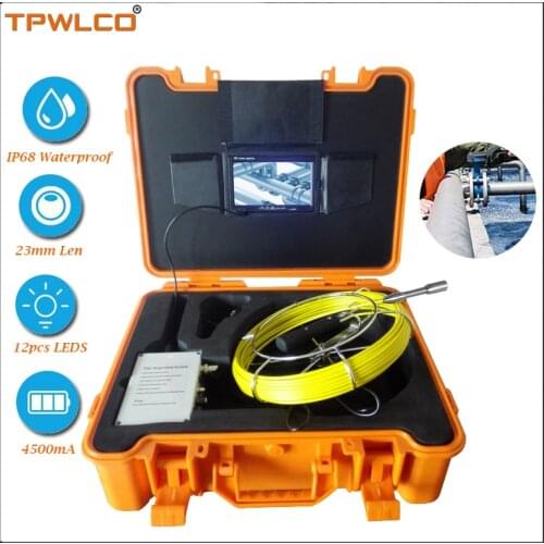 23mm 1000 TVL Pipeline Video Camera 7" Screen Industrial Pipe Sewer Inspection Camera System 40m DVR Function With 8GB Card