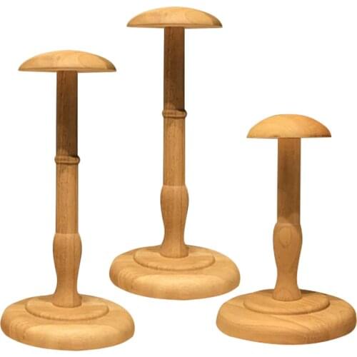 3x Wooden Hat Wig Display Stand Storage Holder Free Standing Rack Shelf