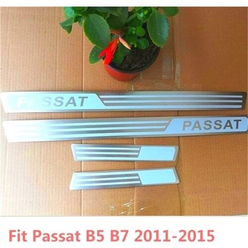 ABAIWAI Stainless Steel Scuff Plates Stickers For Volkswagen VW Passat B5 B7 Door Sills Guards Car-Styling Auto Accessories 4PCS