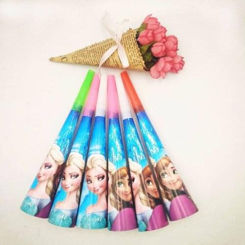 6pcs Disney Elsa and Anna Party Supplies Trumpets Birthday Party Baby Shower Noise MakerParty Decoration Birthday Set