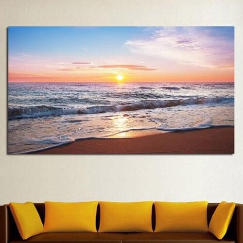 Large Diy Diamond Painting Cross Stitch Beach Sunset Scenery mosaic rhinestones Embroidery picture 5D square round drill