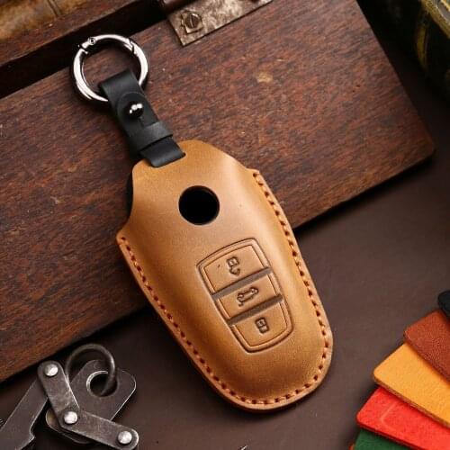 Genuine Leather Car Remote Key Case Key Cover for Volkswagen vw touareg 2011-2021 Car Key bag
