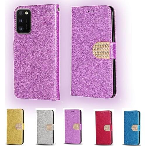 For Samsung A41 Luxury Glitter Diamond Flip Leather Wallet Phone Case For Samsung Galaxy A02s Phone cover card slot