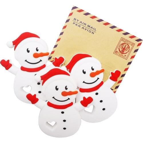 Chenkai 5PCS Silicone Snowman Teether Baby Cute Cartoon Teether For DIY Baby Nursing Chewing Teether Chain Pendant Necklace Toy