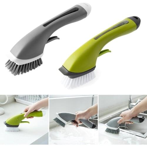 Long Cleaning Brush With Liquid Filled Home Stove Kitchen Wash Pot Brush Tile Sink Cleaning Tools CLH@8